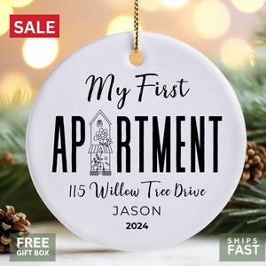My First Apartment Ornament - Personalized New Home Keepsake, Custom Name, Address, and Year 2024