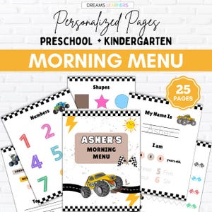 Truck Theme Morning Menu: Homeschool & PreK Printable (PDF)