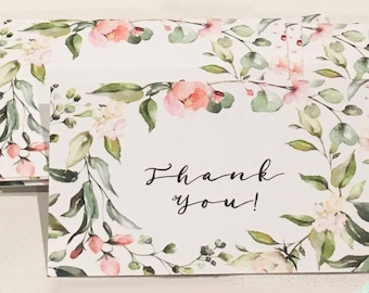 Enclosure Cards, Blush Pink Flower Cards, Floral Thank you cards