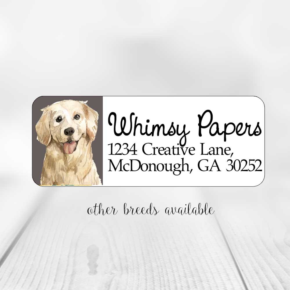 Dog Return Address Labels Golden Retriever Sticker Etsy