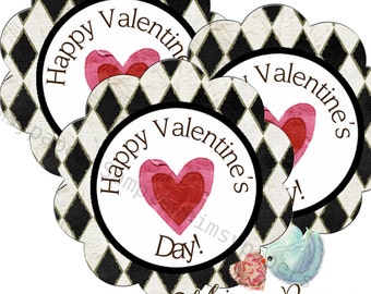 Checkered Valentine's Day Stickers - set of 50