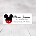 Mickey Mouse or Minnie Mouse Return Address Labels - Glossy Labels 