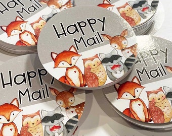 Happy Mail Stickers, Woodland Animals, set of 50