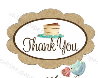 Thank you Stickers, Cake Labels, set of 50