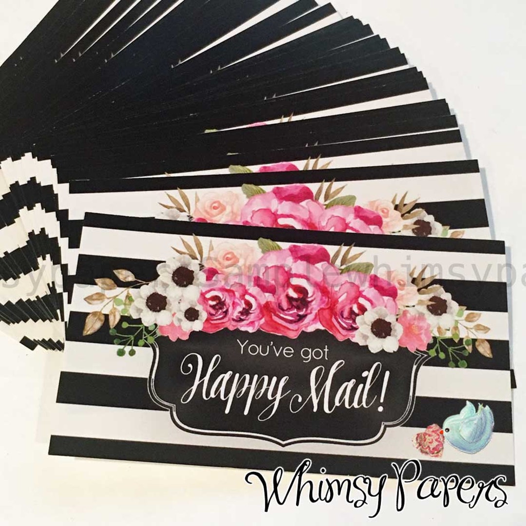 Inbox Labels Pretty Happy Mail Stickers Labels for Envelopes and Shipping Packages - Etsy