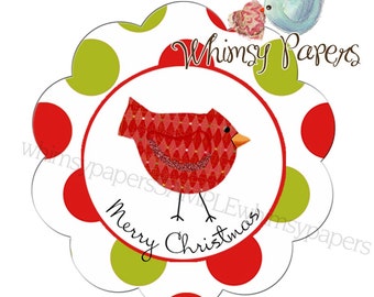 Christmas Stickers, Merry Christmas Labels, Bird Labels - set of 50