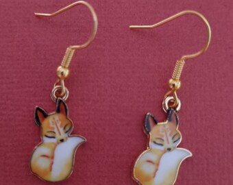 Fox Earrings, Gold foxy jewellery, foxy earrings,