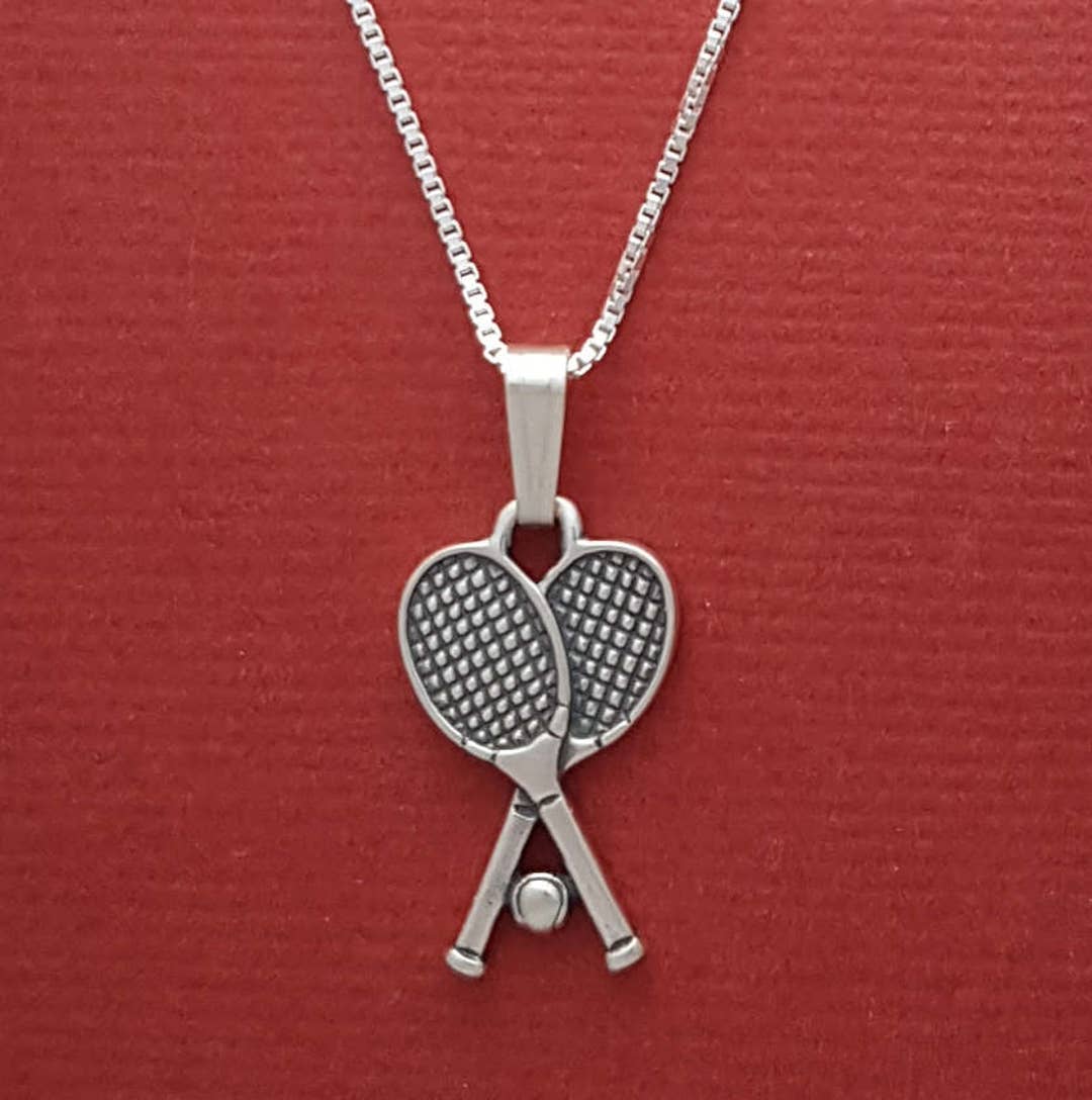 Tennis Racket Necklace Solid 925 Sterling Silver Tennis Charm Etsy