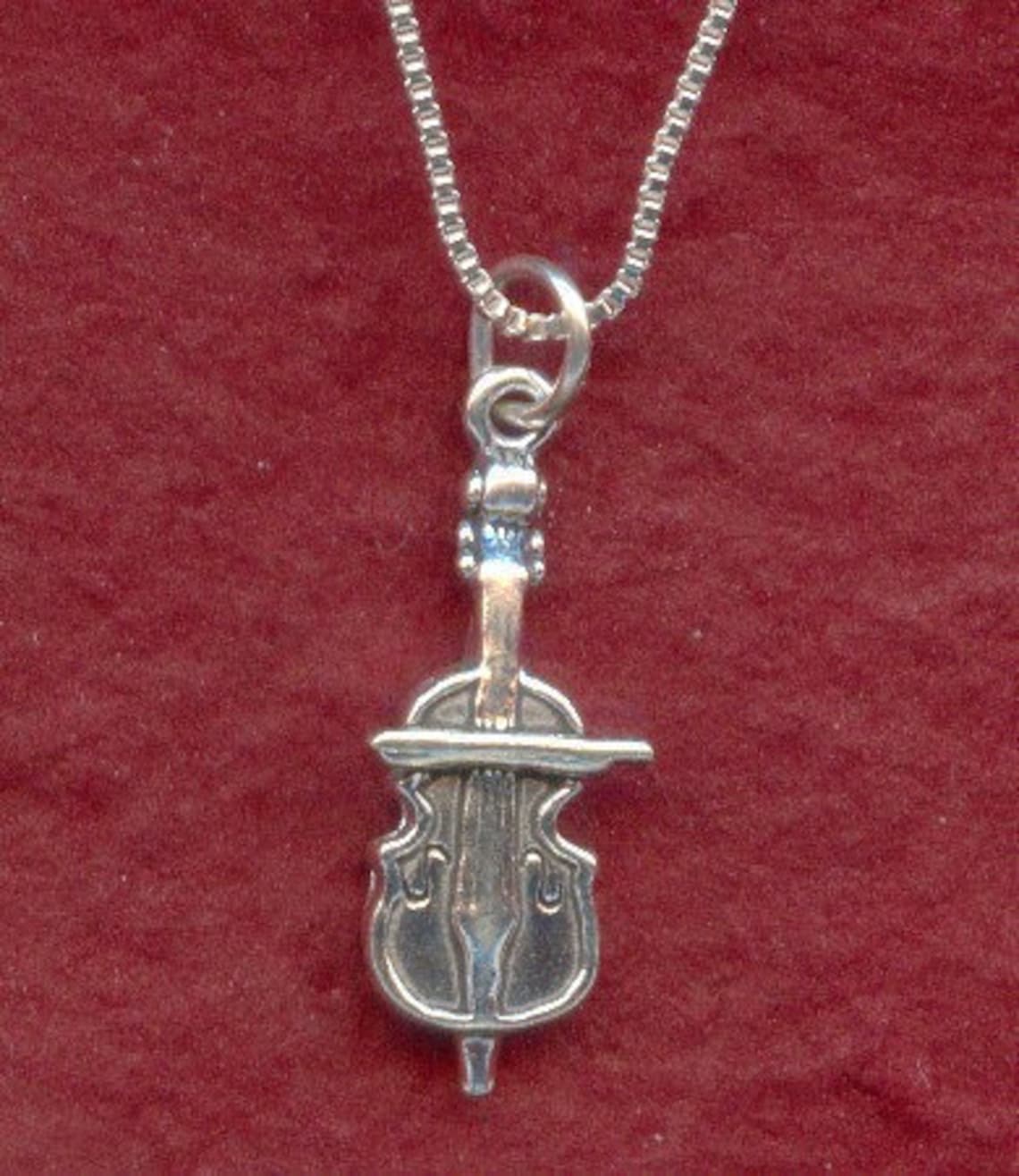 Cello Necklace Sterling Silver Cello Necklace 3d Cello Etsy Australia