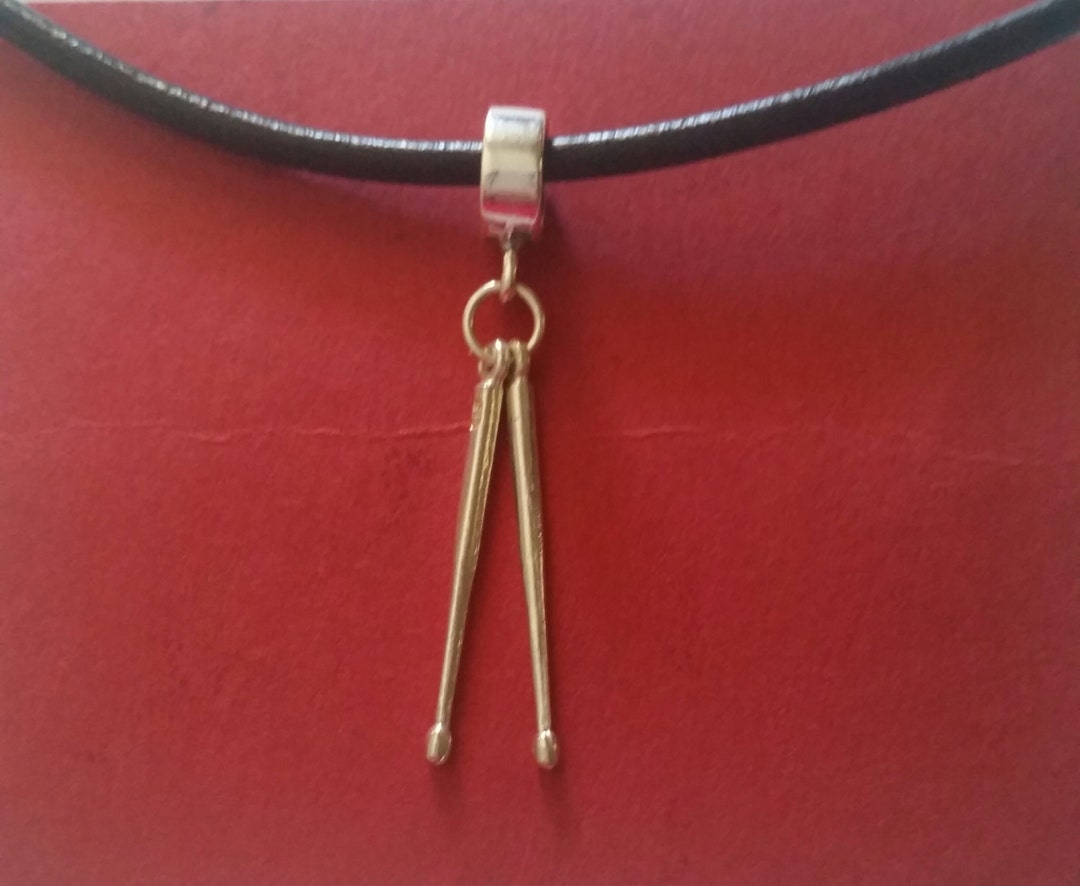 Sterling Silver Drumsticks Necklace 925 Drum Sticks Pendant Etsy