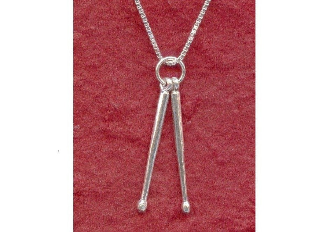 Sterling Silver Drumstick Necklace, 925 Drumsticks Pendant and Chain Etsy