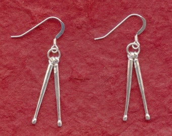 Sterling Silver Drumstick Earrings, 925 Drum Sticks earrings, drummer gift, music lover