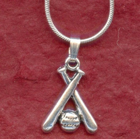 Softball Necklace, Baseball Necklace, Softball Bats and Ball
