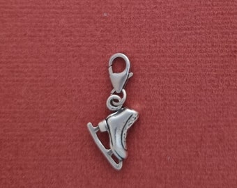 Ice Skate Boot Clip on Charm, Sterling Silver Skating ClipOn Charm, Ice skater gift