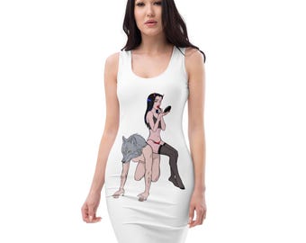 Abito aderente, abito estivo bianco, abito da pin-up, abito vintage da donna, elegante abito in lino