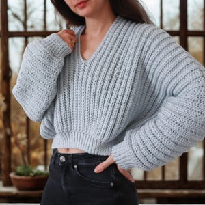 Padrão de suéter de crochê oversized, pulôver super folgado feminino, fácil para iniciantes, PDF para download instantâneo, tricô grosso.