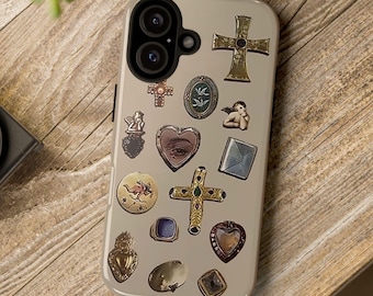 Etui na iPhone'a z gotyckim krzyżem: wzór Y2K Punk Tarot