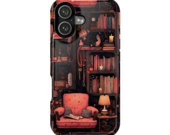 Bookish Reading Nook iPhone Case, Dark Academia Phone Cover