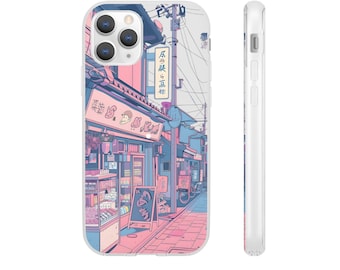 Japanische Anime-Handyhülle, Kawaii Sakura, Tokyo Straßenszene