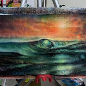 Vague fluorescente soleil Art original toile UV flux d'énergie peinture murale toile décoration originale