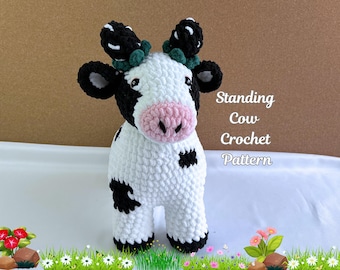 Virkmönster för ko, digitalt mönster, mjölkkomönster | Amigurumi för bebisko i PDF-format | Virkat djur | Virkmönster för amigurumi | plyschklädda djur