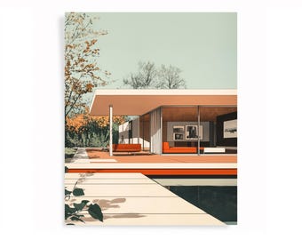 Mies van der Rohe Inspired House Print | Mid-Century Modern Architecture (Digital Download)