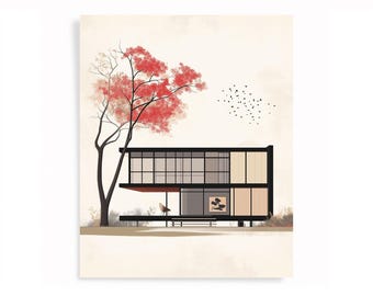 Eames House Print | Mid-Century Modern Architecture Art (Digital Download)