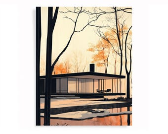 Mies Van der Rohe Print, Modern House Architecture (Digital Download)