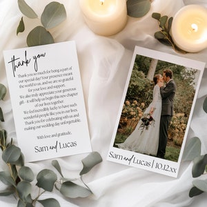Hochzeit Dankeskarte Vorlage mit Foto, minimalistische Hochzeit Dankeskarte, Teil unserer Liebesgeschichte, anpassbarer digitaler Download MELBOURNE