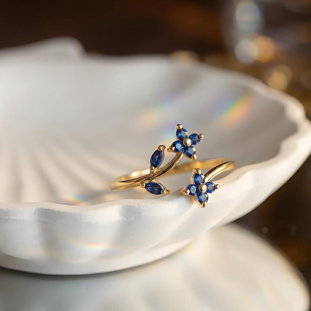 September Rings September Birthstone Sapphire Ring • Delicate Dark-blue • 925 Sterling ...