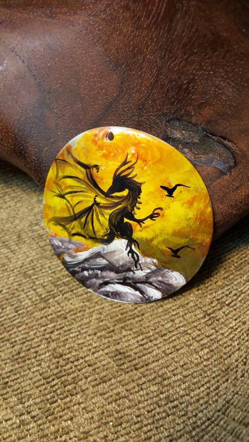 Dragon on the Shell Hand Painted