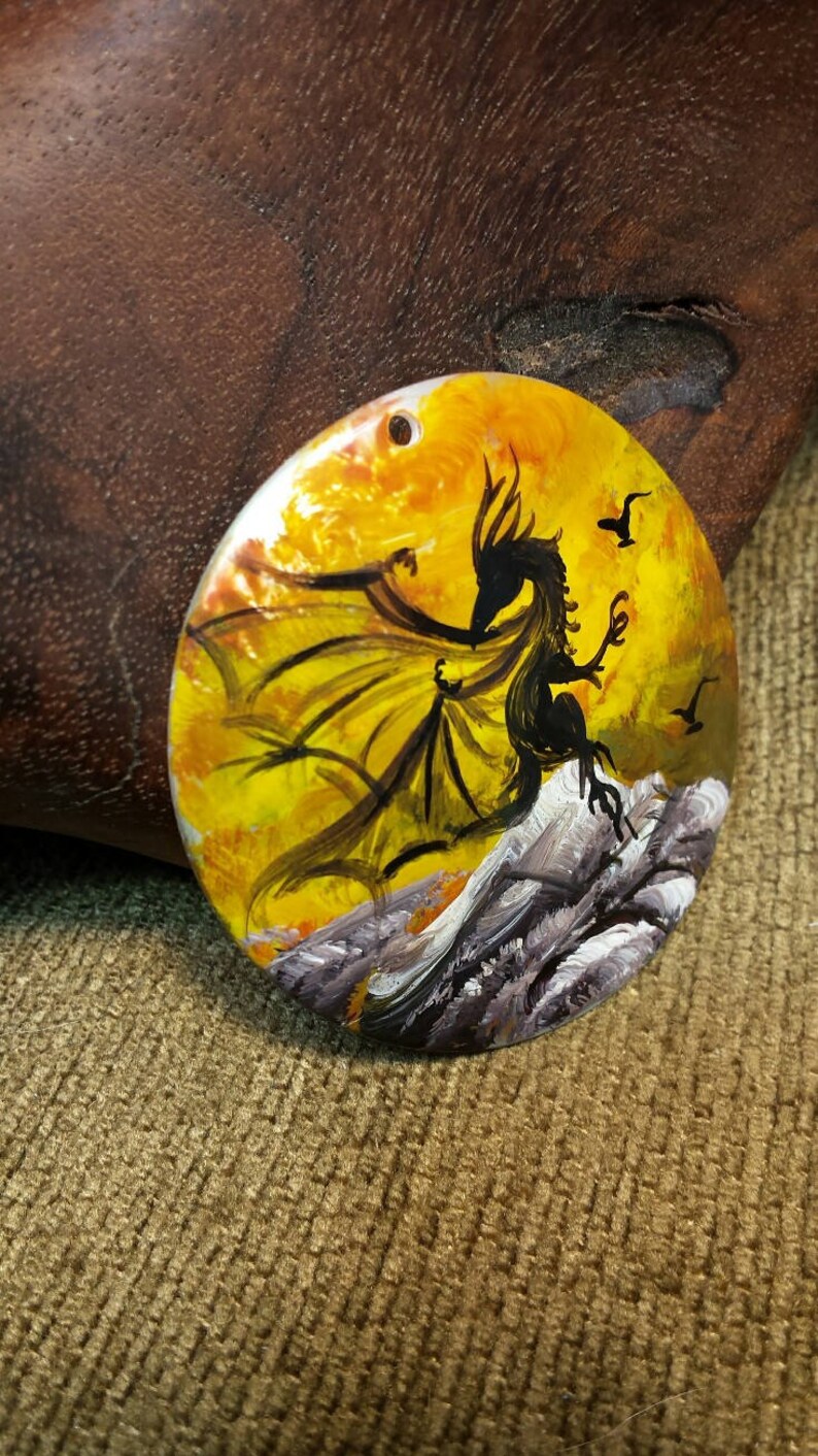Dragon on the Shell Hand Painted