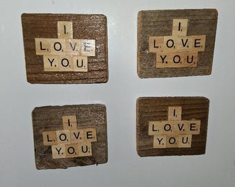FREE In-Country Shipping! 4-Inch Long I Love You Scrabble Letters Fridge Magnet! Please Read FULL Post Before Buying!