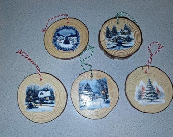 FREE In-Country Shipping! Batch Of 5 Live Edge Tree Ornaments! Please Read Full Description Before Buying! Do NOT Shop From Pictures Alone!