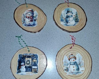 FREE In-Country Shipping! Batch Of 4 Live Edge Tree Ornaments! Please Read Full Description Before Buying! Do NOT Shop From Pictures Alone!