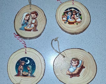 FREE In-Country Shipping! Batch Of 4 Live Edge Tree Ornaments! Please Read Full Description Before Buying! Do NOT Shop From Pictures Alone!