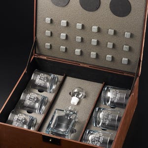 Custom Whiskey Decanter Set – Personalized Engraved Decanter and Glasses, Groomsmen Gift, Bourbon Lover Gift, Whiskey Box Set for Him