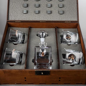 Customized Whiskey Decanter Set with Bullet - Grandma Gift for Him, Unique Bourbon Decanter Set in Customized Wood Box