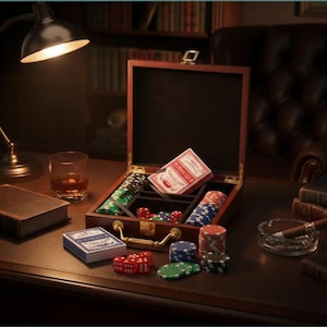 Rosewood Finish 100 Chip Poker Set