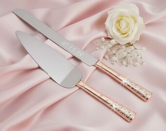 Galaxy Rose Gold Cake Knife & Server Set