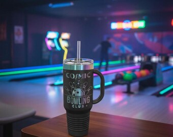 40 oz. Black/Prism Travel Mug with Handle & Straw