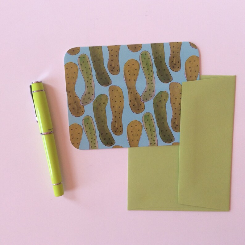 pickle design flat notecard set with matching envelopes. pickles in a repeat pattern, to delight your dill-loving friends. bild 5