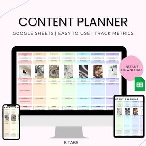 Social Media Content Planner Spreadsheet Content Calendar Google Sheets Template Weekly Content Planner Social Media Tracker