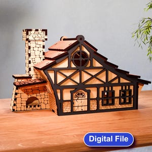 Lasergesneden middeleeuws huis geschenkdoos | 3 mm, 3,175 mm, 4 mm, 5 mm lasergesneden vijl | Svg, ai, dxf, cdr