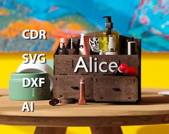 Organizzatore per trucchi in legno tagliato al laser: file vettoriale SVG DXF