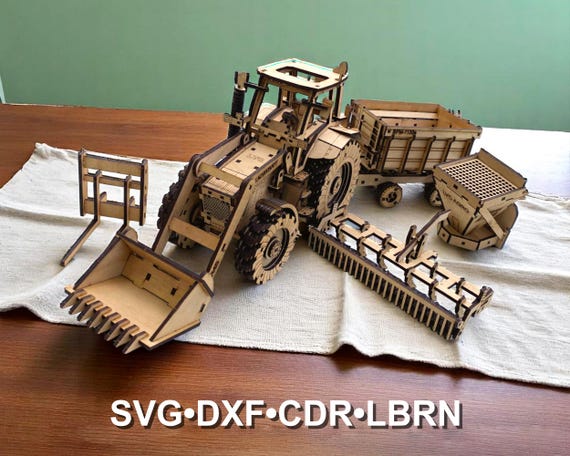 Laser Cut Tractor Set: Farming Machinery Model (Digital Download)
