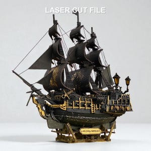 Piratskeppsfil | Laserskuren modell med 660+ delar för 3 mm plywood