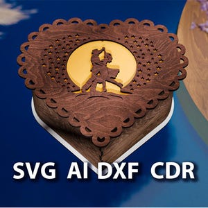 Svg Romantic Couple Gift Box / Anniversario / Scatola regalo per lei/lui / File tagliato al laser da 5 mm, 4 mm, 1/8 in, 3 mm