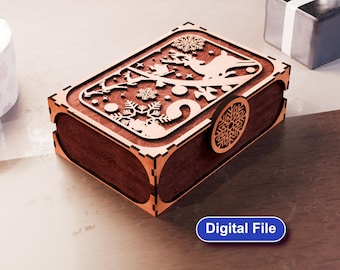 Laser Cut Christmas Gift Box File (svg dxf cdr ai Digital Download)