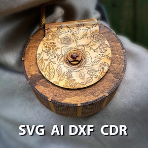 Bolso de mano SVG, plantilla de bolso floral cortada con láser / archivo DXF